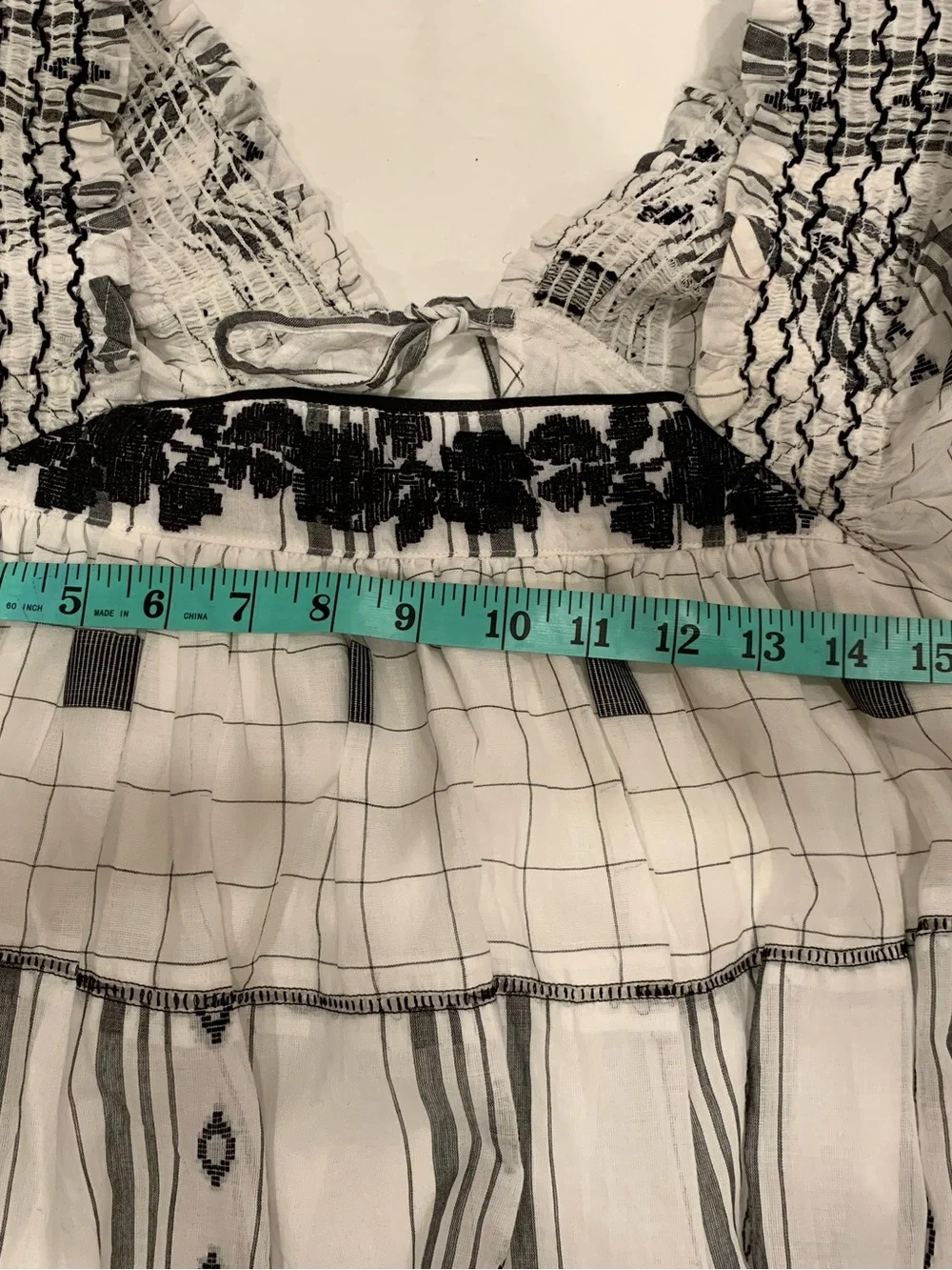 Free People Jamie Embroidered Maxi Dress Black White Patchwork Sz L NWOT